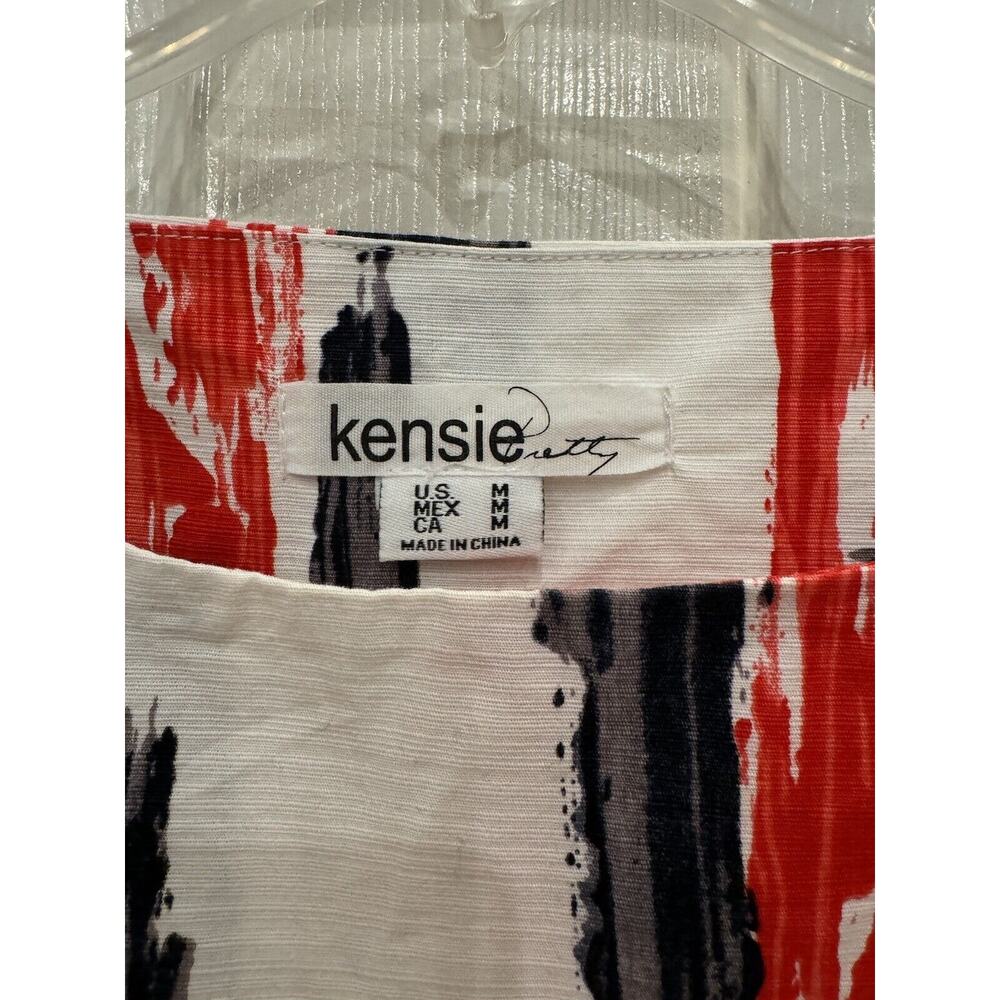 KENSIE Sleeveless Cotton Fit & Flare Women's M Summer Lined Mini Dress White Red - Picture 4 of 6